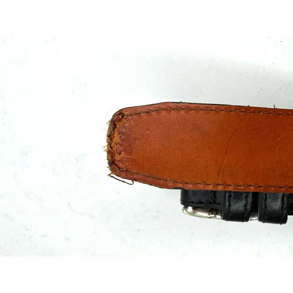 H.S. Trask Men's Authentic American Bison Black Leather Belt Size 36 USA Made